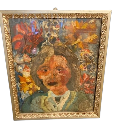 Giuseppe Serafini - contemporary painting portrait of a girl, 1970s   