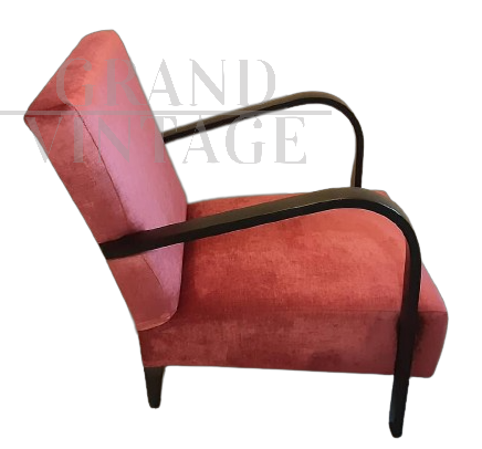 Art Deco style armchair in red velvet, 1950s   