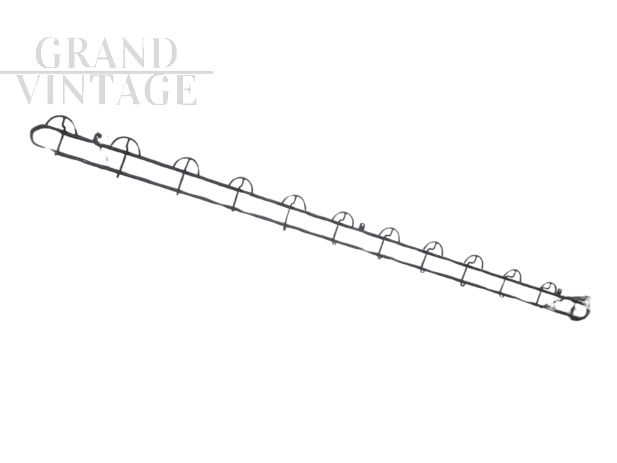 Large vintage iron coat stand with 12 places, 1950s