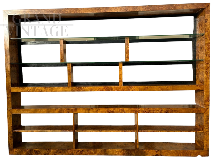 Large Art Deco open bookcase in birch briar