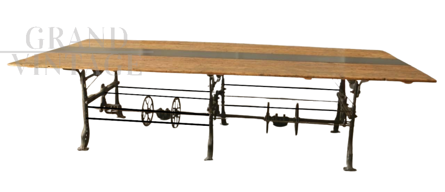 Large table with Necchi sewing machines base from the 1920s