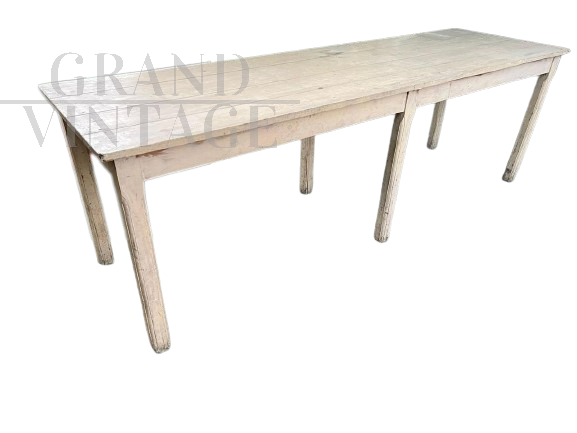 Large vintage white lacquered industrial shop table, 1950s