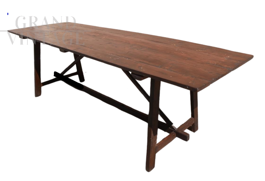 Large rectangular vintage table in solid fir