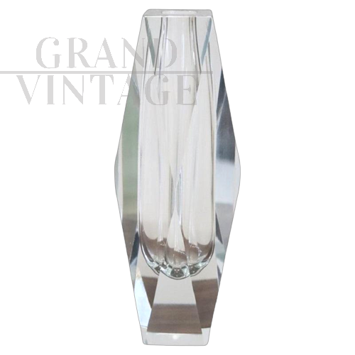 Large faceted Murano glass vase by Flavio Poli for Mandruzzato, 1960s