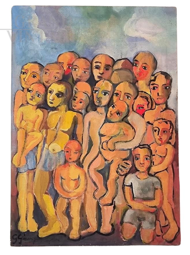 The Large Family - Italian impressionist painting