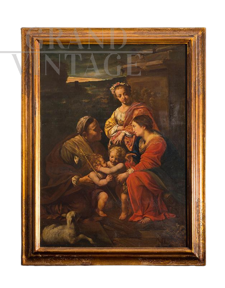 The Holy Family, antique oil painting on canvas