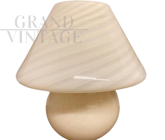 Cream colored Murano glass mushroom lamp, 1970s              