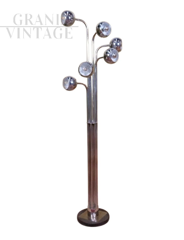 Reggiani style floor lamp with 6 chrome lights
