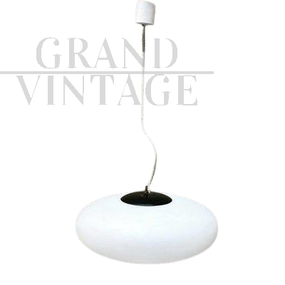 Suspension lamp in white glass, Italy 1950s
