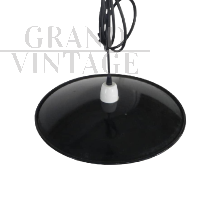 Vintage industrial plate-shaped pendant light from the 60s        