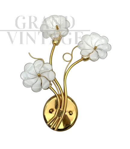 Wall lamp applique in Murano glass with flowers