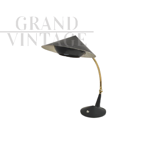 1960s table lamp in iron and brass