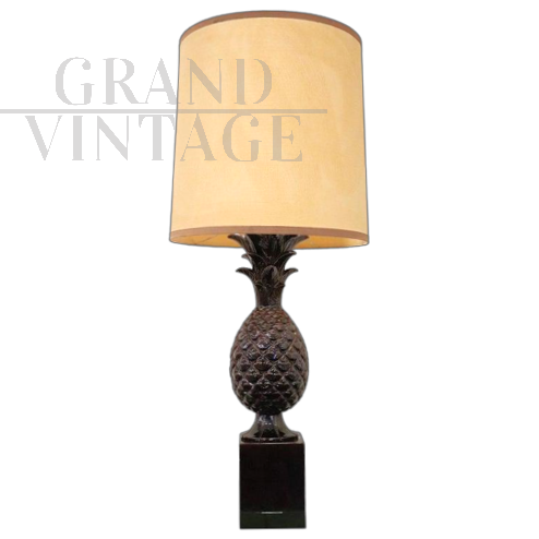 Vintage ceramic pineapple table lamp, 1970s