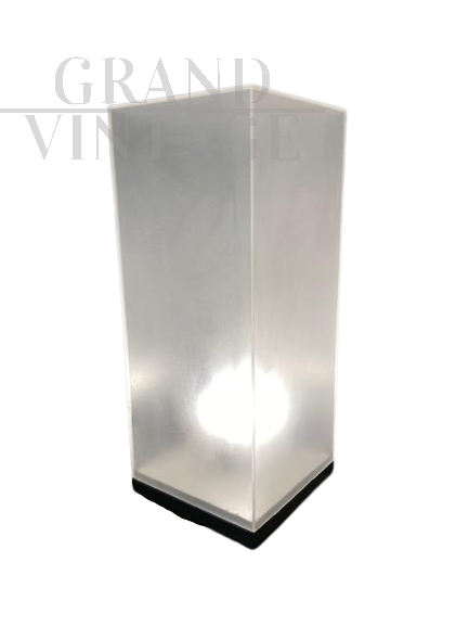 Modern 70s minimal design lamp in plexiglass and wood
