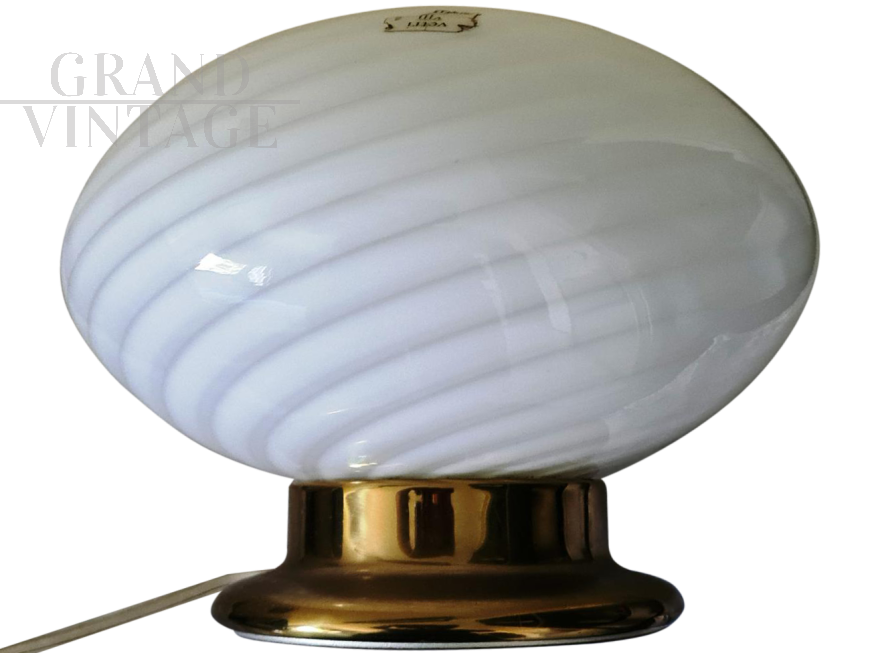Murano La Murrina white lamp with brass base from the 70s