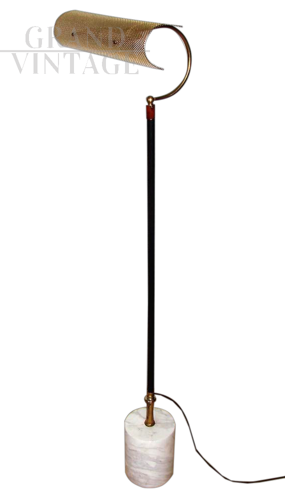 70's floor lamp in brass with marble base                 
                            