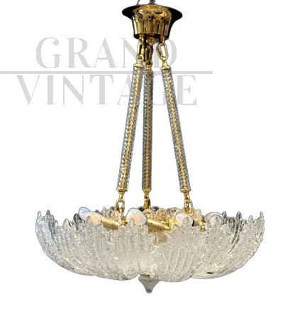 Murano glass basket chandelier from Barovier, 1980