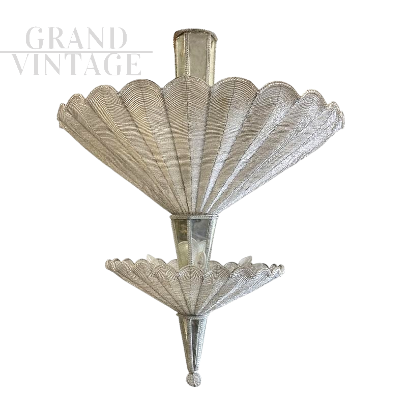 Chandelier with two fans in Murano glass beads