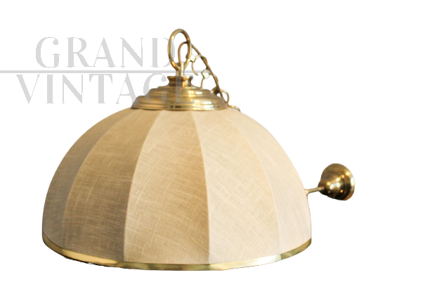 70's colonial style chandelier, in fabric and brass