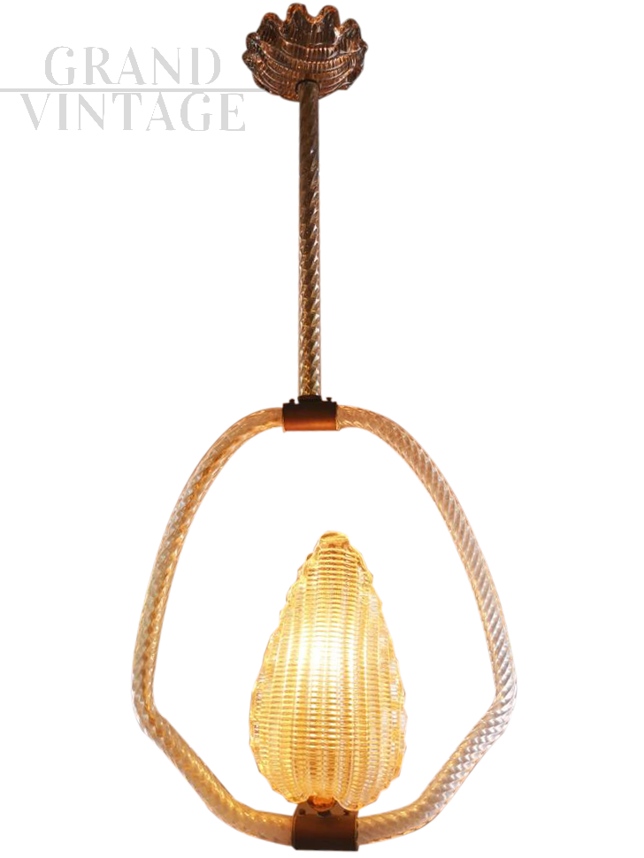 Barovier and Toso chandelier in pink Murano glass from the 1920s - 1930s