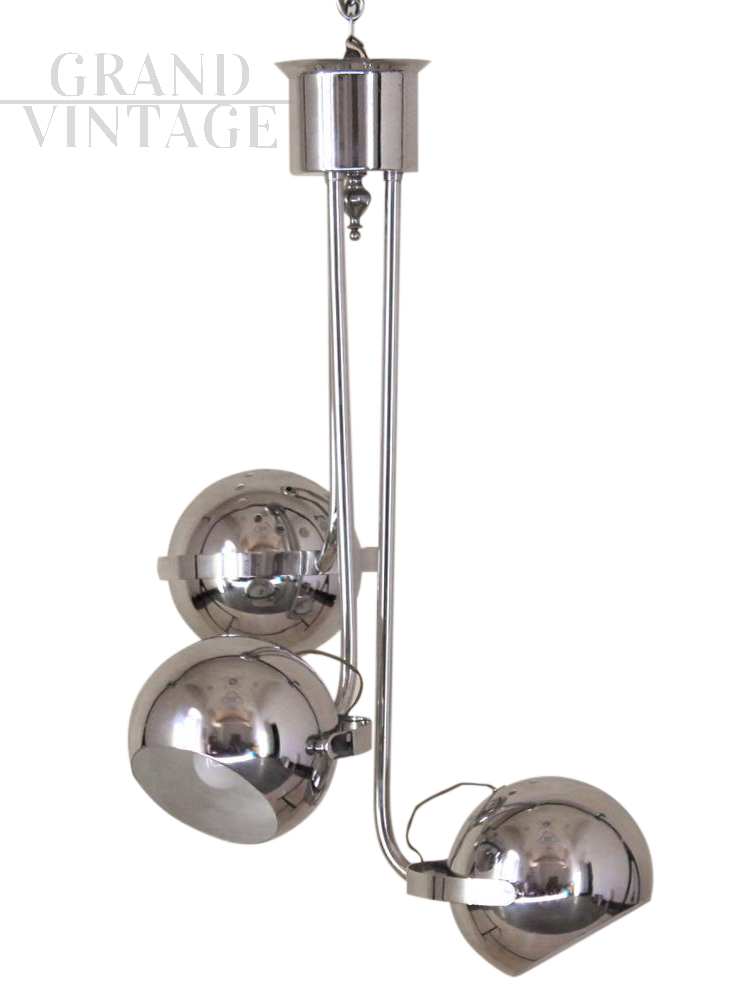 Vintage chrome chandelier from the 1970s