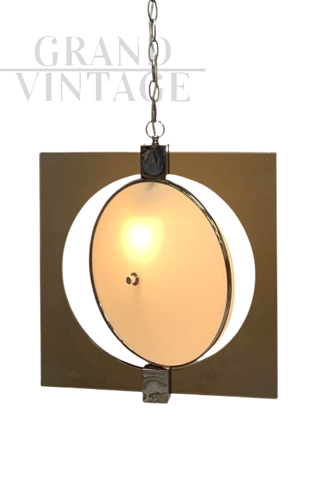 Design chandelier by Fontana Arte in hand-cut smoked glass