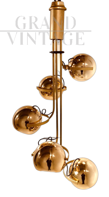 Goffredo Reggiani chandelier in gold chromed steel