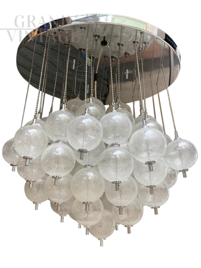 Mazzega chandelier with bubbles in Murano glass