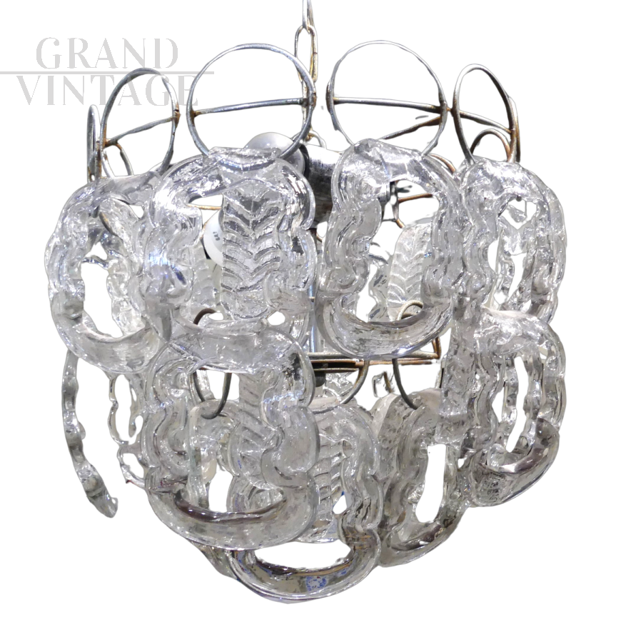Murano glass chandelier designed by Angelo Mangiarotti for Vistosi