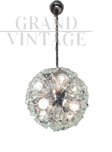 Sputnik chandelier by Fontana Arte in glass, 1968 