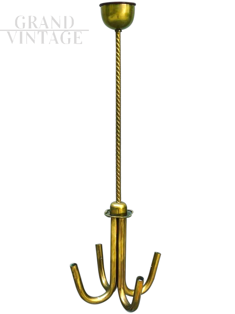 Guglielmo Ulrich style brass chandelier, 1940s