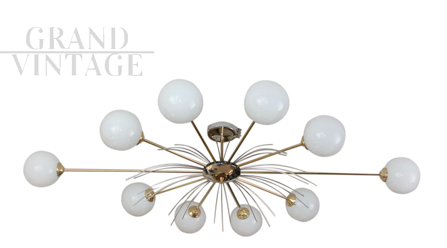 Stilnovo style radial chandelier, 1970s                  
                            