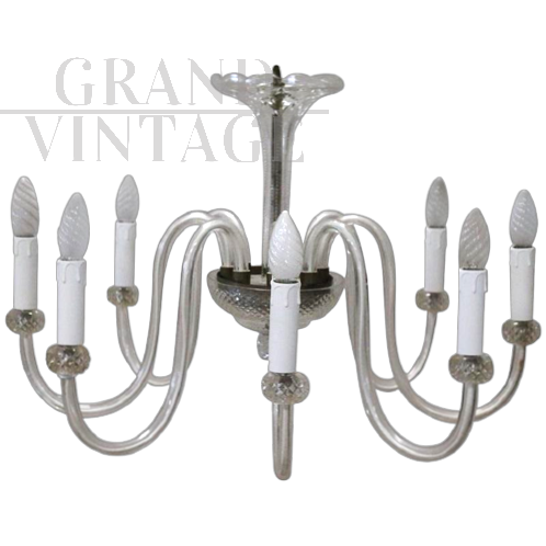 Vintage Murano glass chandelier with 8 lights, 1980s                         
                            