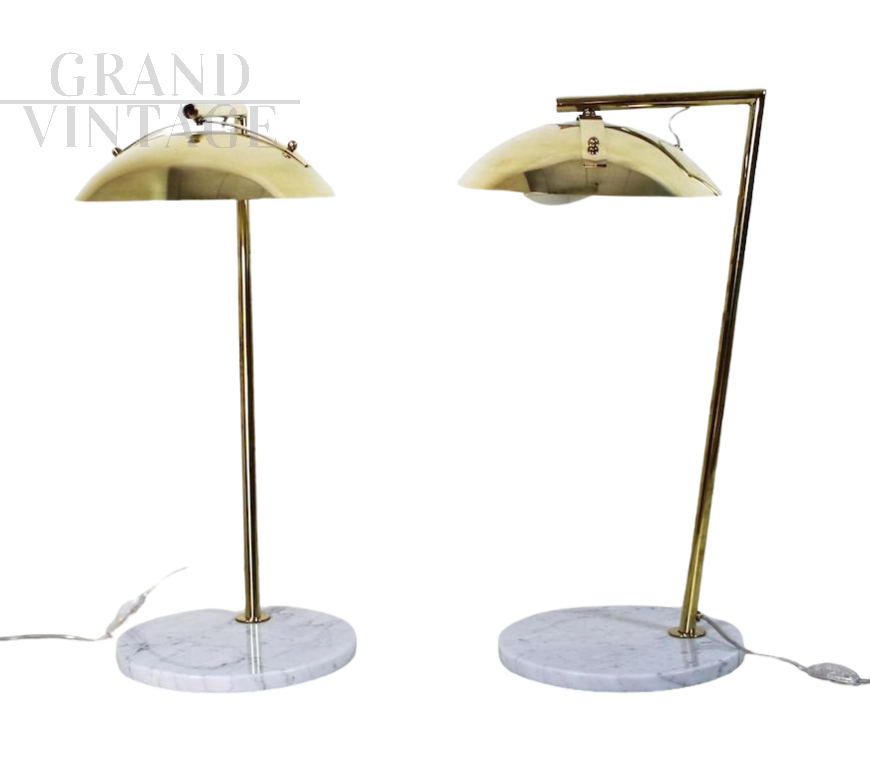 Table lamp in brass and white marble, 1970s          