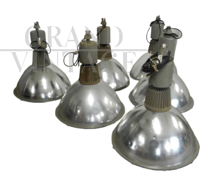Vintage industrial lamps in chromed metal