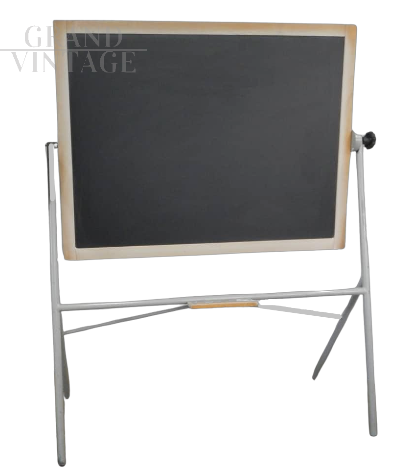 Vintage revolving slate school blackboard with stand, 1960s