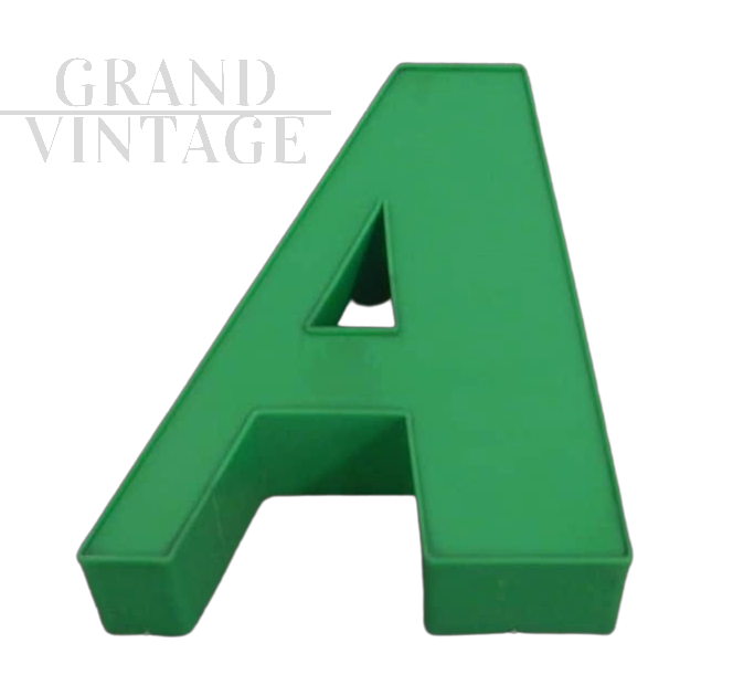 Vintage green plastic letter A from a pharmacy sign, 1980s