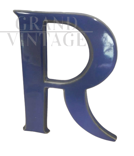 Blue terracotta letter R, 1940s