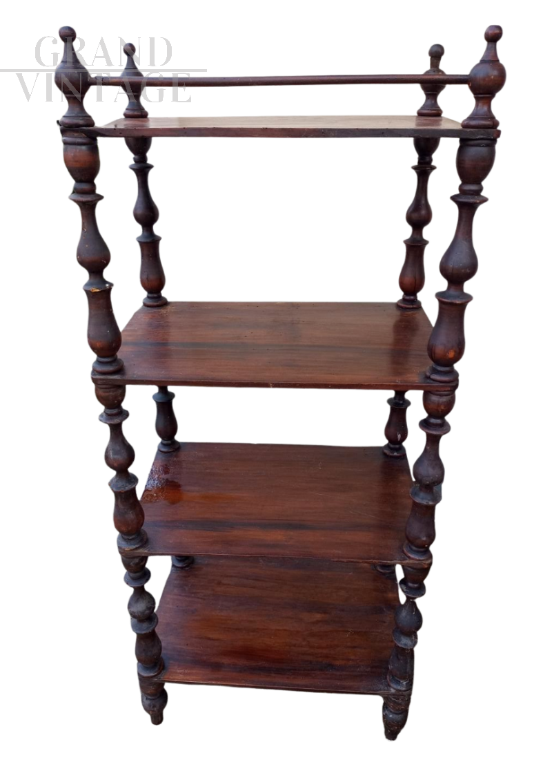 Antique étagère whatnot open bookcase in turned walnut