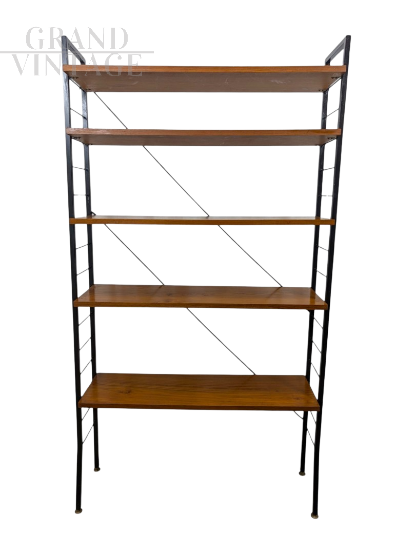 Vintage open bookcase in teak wood from the 60s