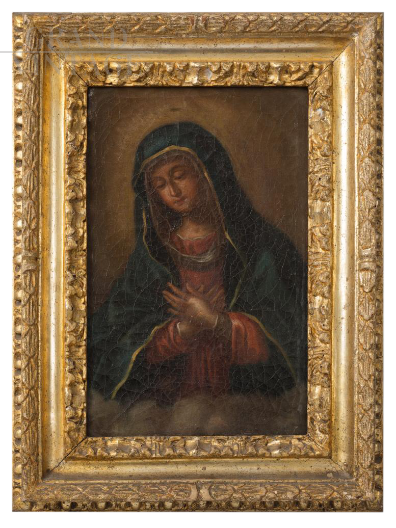 Our Lady of Sorrows, antique painting with coeval frame