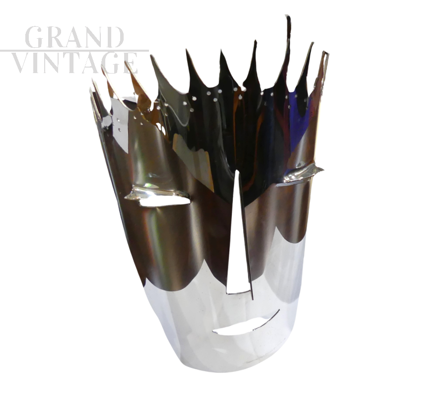 She-Devil Mask - sculpture by Gio Ponti in silver metal   