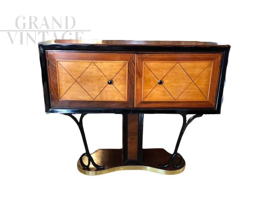 Art Deco bar cabinet in rosewood and brass