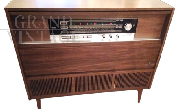 Cabinet with Grundig turntable radio from the 70s