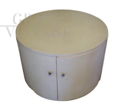 Round vintage turntable cabinet with Garrard system