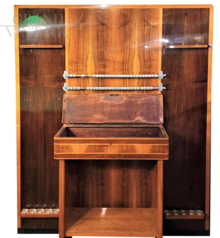 Billiard cue holder cabinet with points counter, 1950s