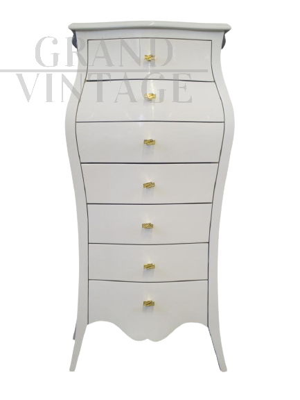 White design tallboy cabinet with shaped line