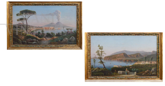 Naples and Sorrento - pair of paintings by Raimondo Scoppa, late 19th century
