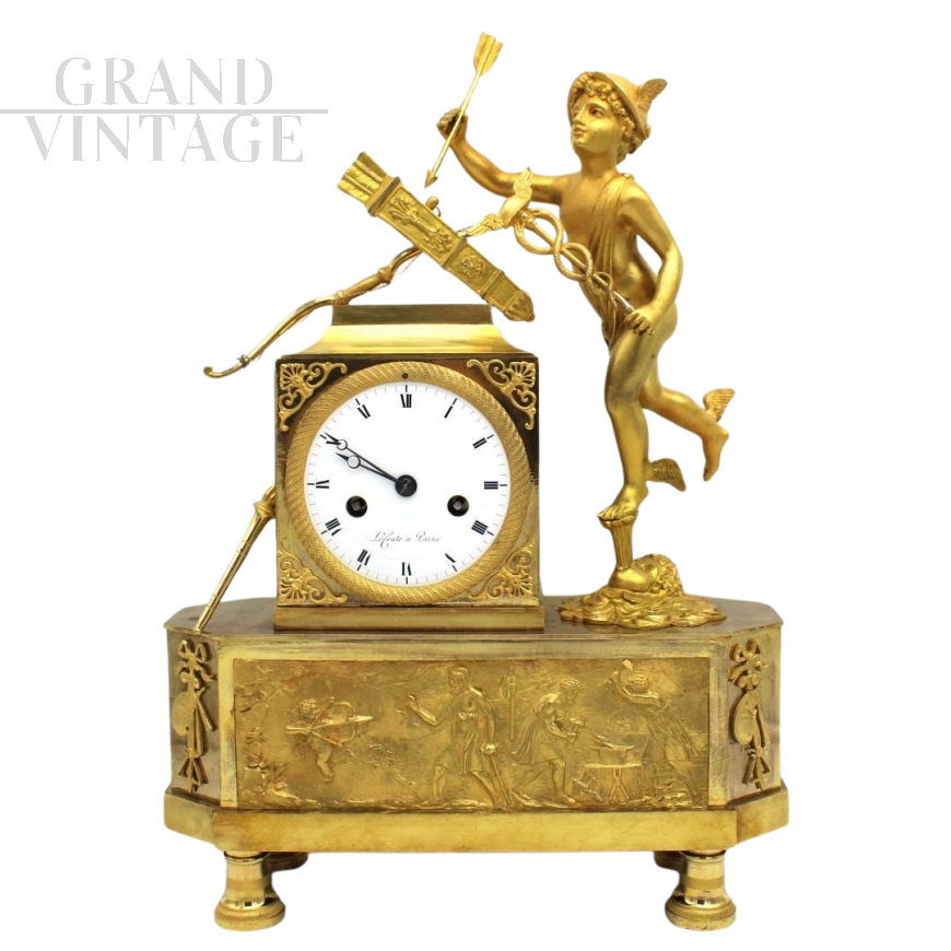 Parisian Empire clock in gilt bronze with Flying Mercury, 19th century