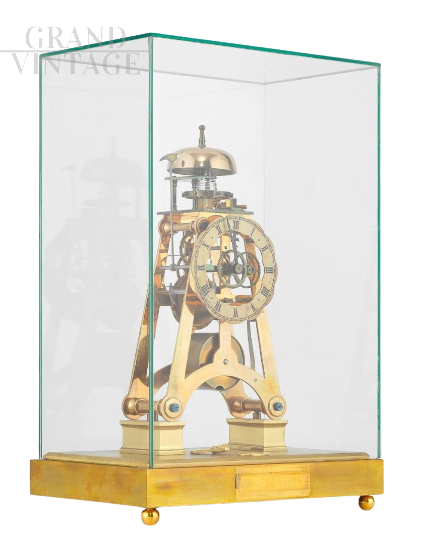 Dent London brass pendulum clock with glass case